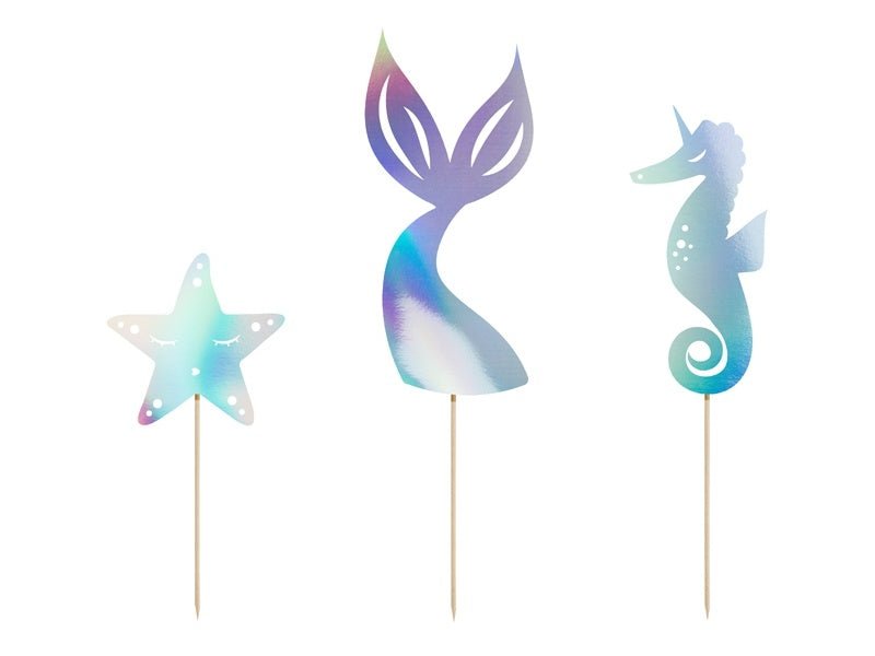 Zeemeermin Taart Topper Set 3 delig van Partydeco koop je bij Partywinkel