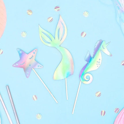 Zeemeermin Taart Topper Set 3 delig van Partydeco koop je bij Partywinkel