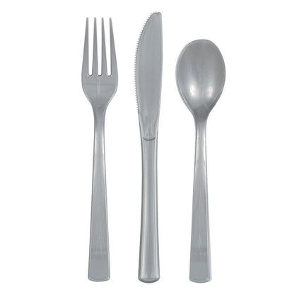 Zilver Bestek Plastic 18 delig van Unique koop je bij Partywinkel