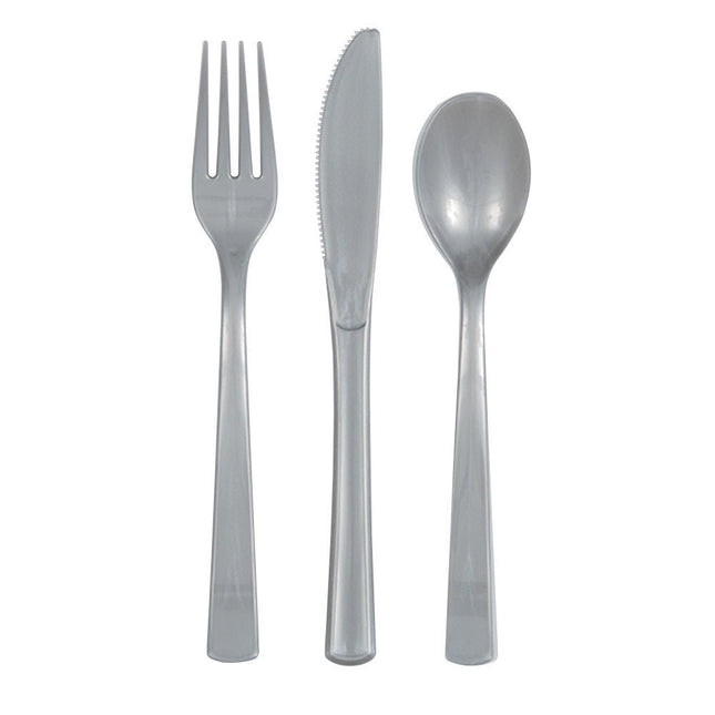 Zilver Bestek Plastic 18 delig van Unique koop je bij Partywinkel