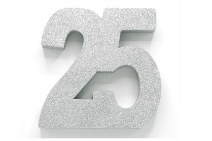 Zilver Tafeldecoratie Cijfer 25 Glitter 20,5cm van WeFiesta koop je bij Partywinkel