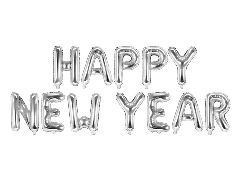 Zilveren Ballonnen Set Happy New Year Leeg van Partydeco koop je bij Partywinkel