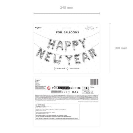 Zilveren Ballonnen Set Happy New Year Leeg van Partydeco koop je bij Partywinkel