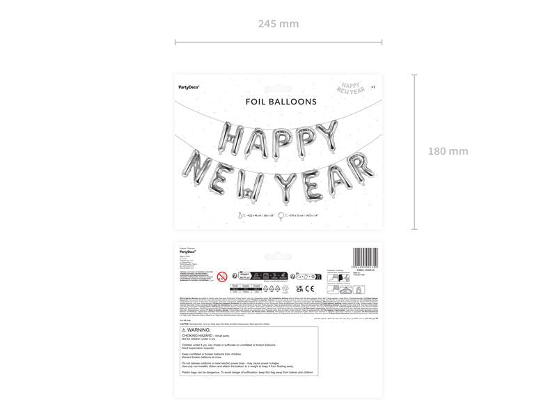 Zilveren Ballonnen Set Happy New Year Leeg van Partydeco koop je bij Partywinkel
