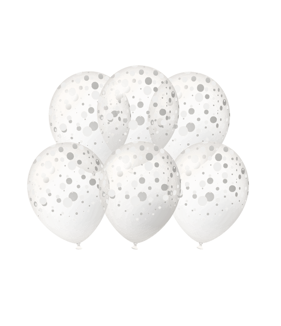 Zilveren Ballonnen Stippen 30cm 6st van Paper Dreams koop je bij Partywinkel