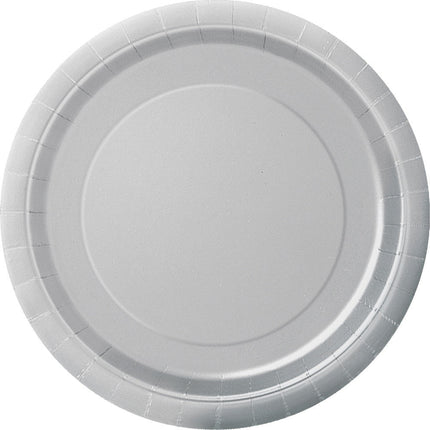 Zilveren Borden 17,5cm 8st van Unique koop je bij Partywinkel