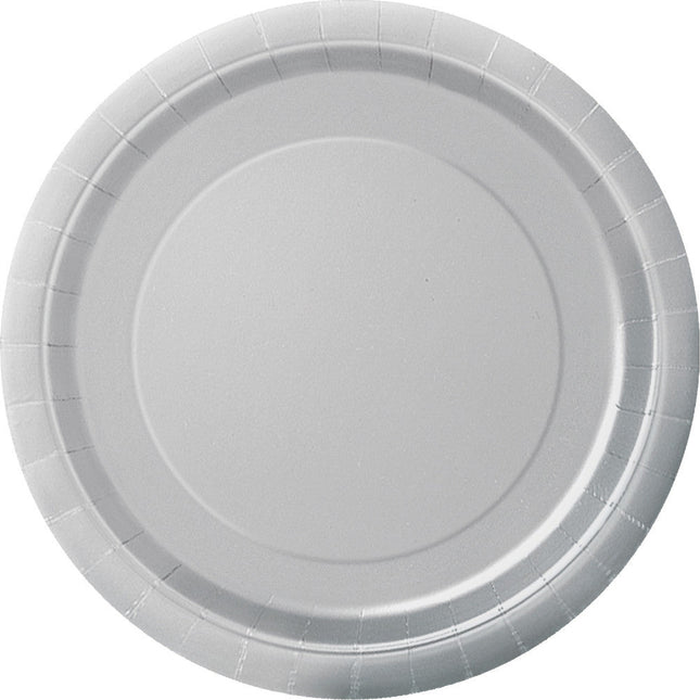 Zilveren Borden 17,5cm 8st van Unique koop je bij Partywinkel
