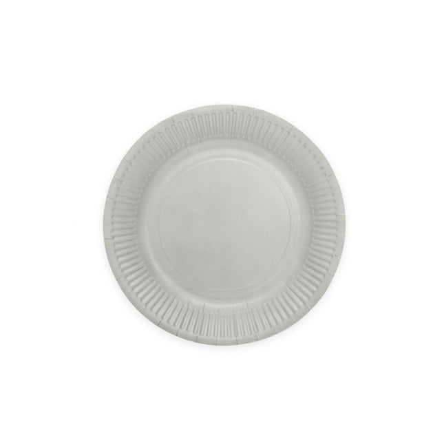 Zilveren Borden Papier 18cm 20st van WeFiesta koop je bij Partywinkel