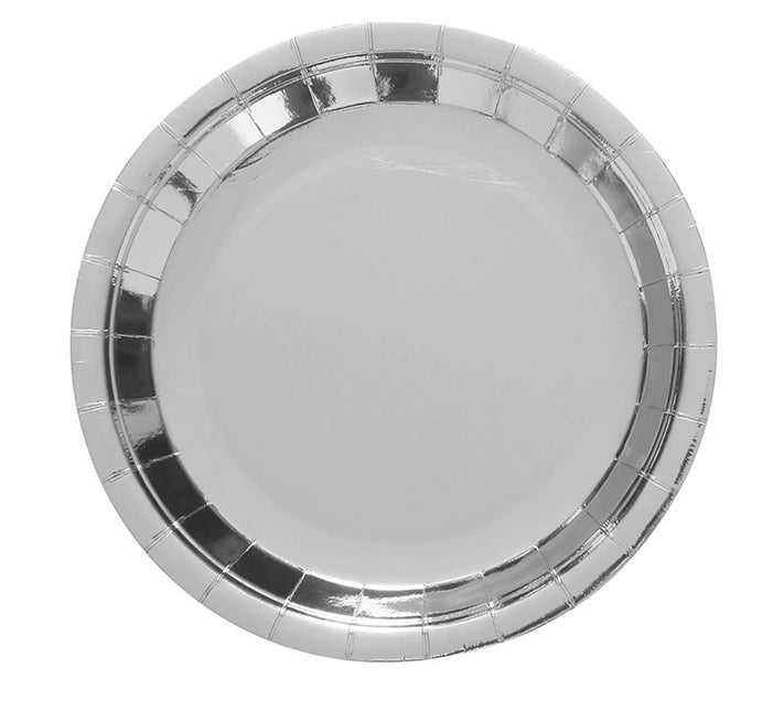 Zilveren Borden Rond 23cm 6st van Fiestas Guirca koop je bij Partywinkel