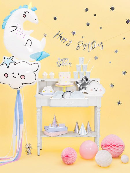 Zilveren Borden Ster 23cm 6st van Partydeco koop je bij Partywinkel