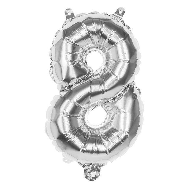 Zilveren Cijfer Ballon 8 Jaar 36cm van Boland koop je bij Partywinkel