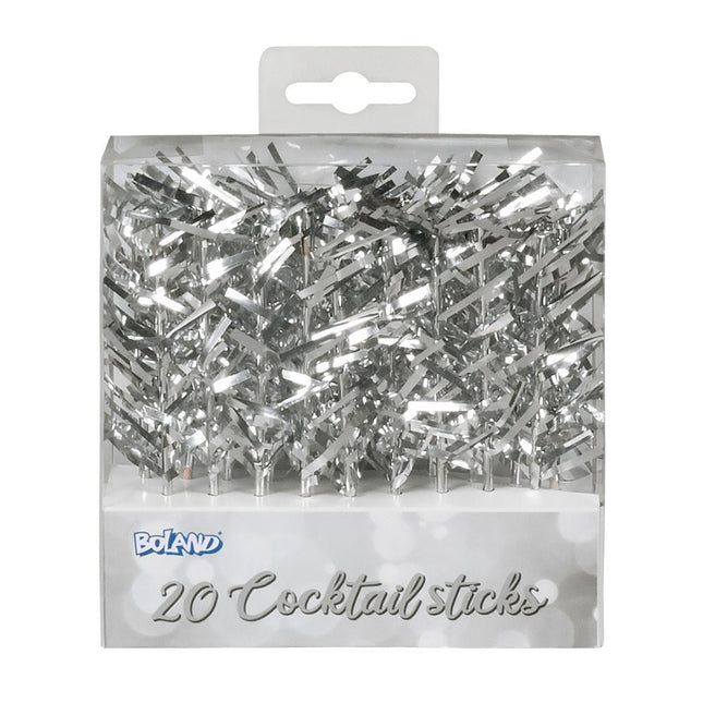 Zilveren Cocktailprikkers 10cm 20st van Boland koop je bij Partywinkel