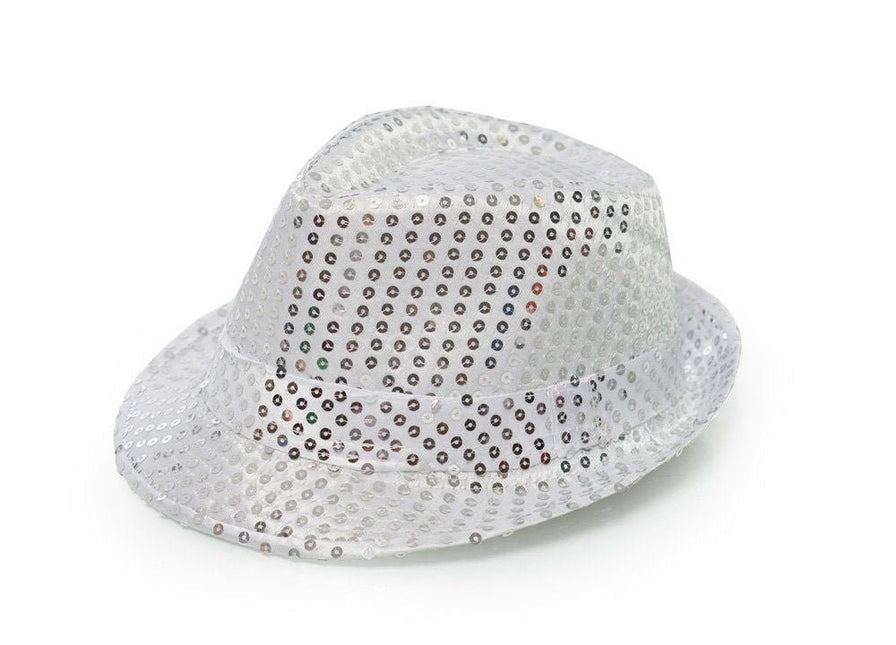 Zilveren Glitter Hoed Lampjes van Partychimp koop je bij Partywinkel
