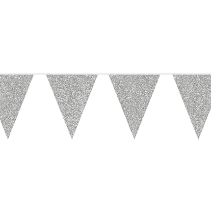 Zilveren Glitter Slingers 6m van Haza Witbaard koop je bij Partywinkel