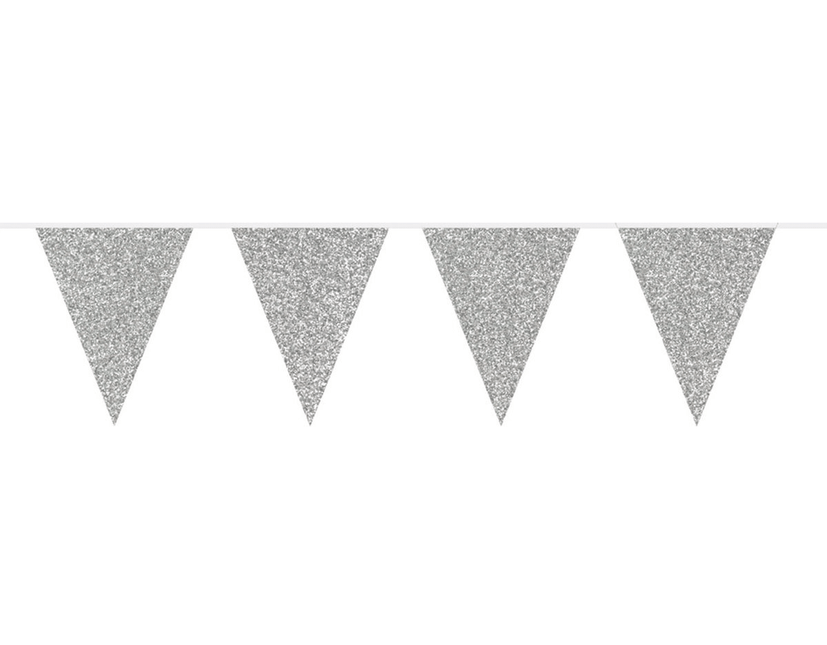 Zilveren Glitter Slingers 6m van Haza Witbaard koop je bij Partywinkel
