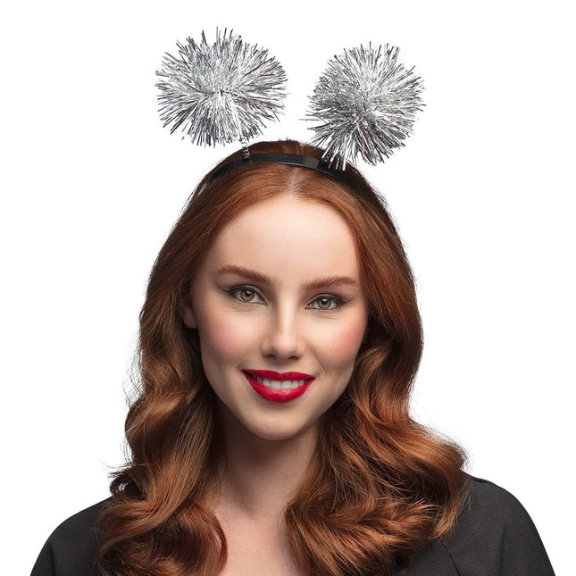 Zilveren Haarband Pompoms van Boland koop je bij Partywinkel