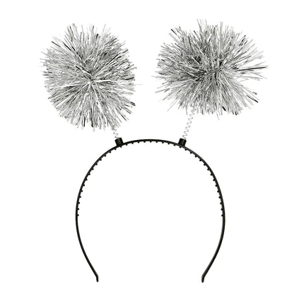 Zilveren Haarband Pompoms van Boland koop je bij Partywinkel