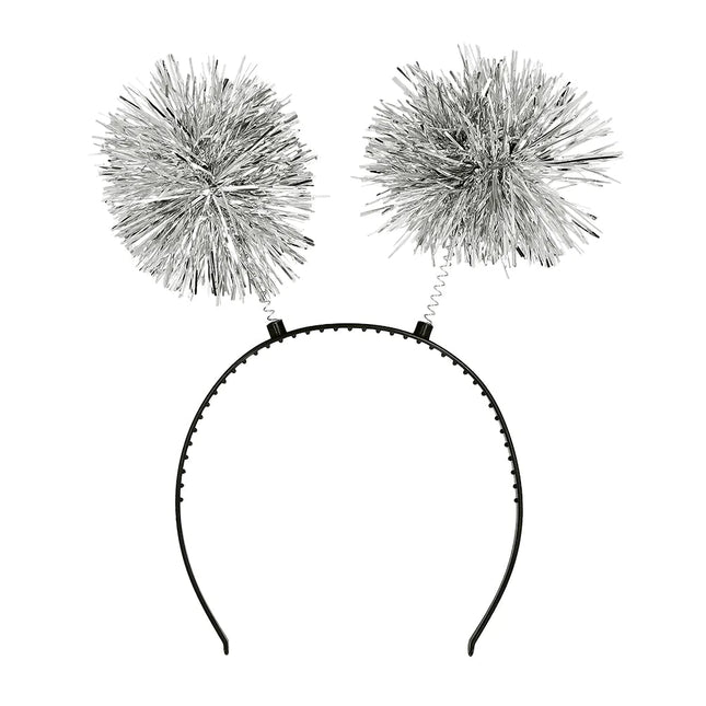 Zilveren Haarband Pompoms van Boland koop je bij Partywinkel