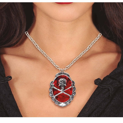 Zilveren Halloween Ketting Doodshoofd van Fiestas Guirca koop je bij Partywinkel