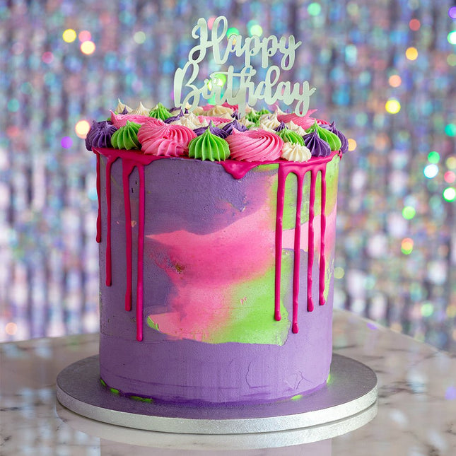 Zilveren Happy Birthday Taarttopper 15,5cm van Boland koop je bij Partywinkel