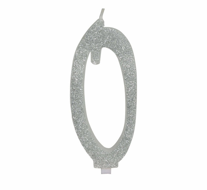 Zilveren Kaars 0 Jaar Glitter 12,5cm van Fiestas Guirca koop je bij Partywinkel