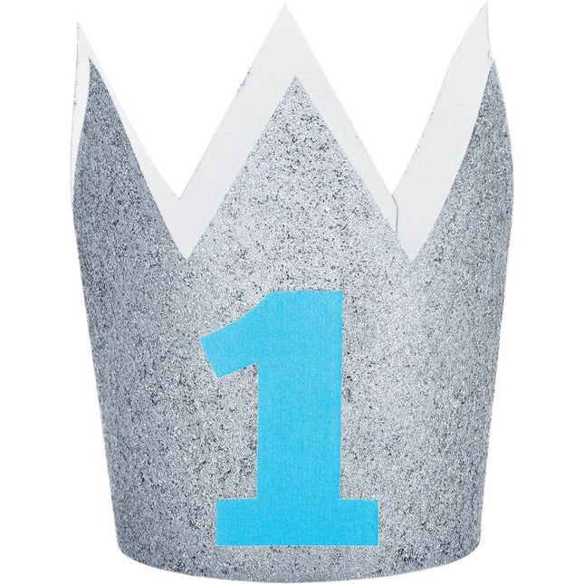 Zilveren Kroon 1 Jaar 10cm van Creative Converting koop je bij Partywinkel