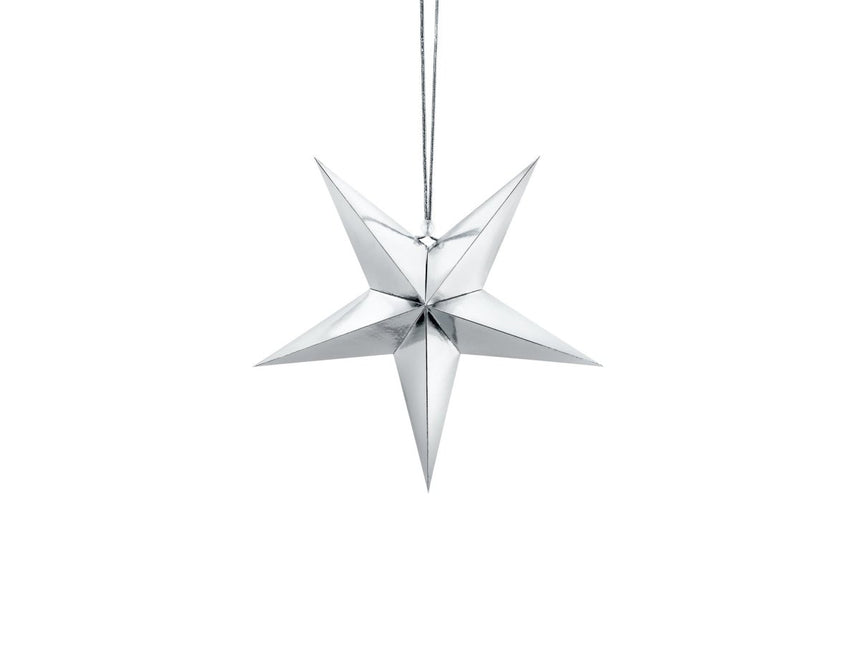 Zilveren Lampion Ster 30cm van Partydeco koop je bij Partywinkel