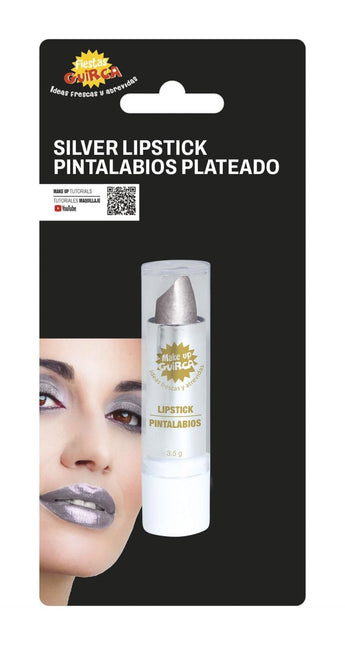 Zilveren Lippenstift 3,5 gr van Fiestas Guirca koop je bij Partywinkel