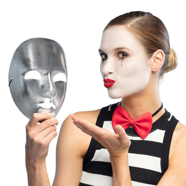 Zilveren Masker Mime van Boland koop je bij Partywinkel