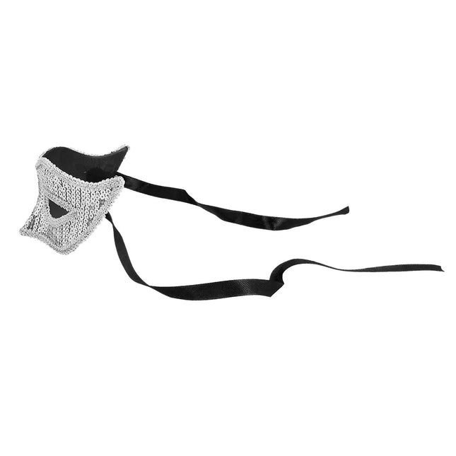 Zilveren Oogmasker Pailletten van Boland koop je bij Partywinkel