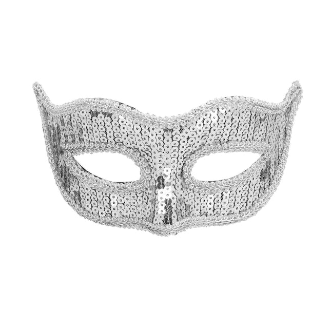 Zilveren Oogmasker Pailletten van Boland koop je bij Partywinkel