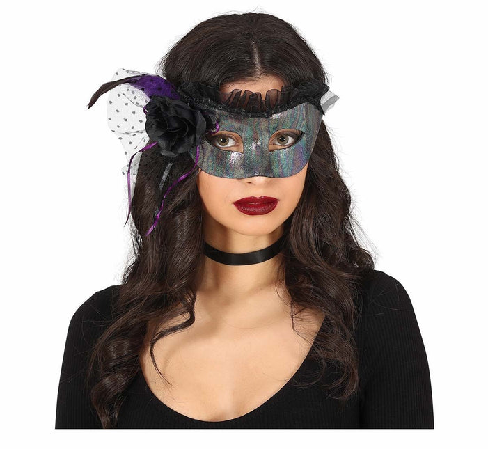 Zilveren Oogmasker Sluier van Fiestas Guirca koop je bij Partywinkel