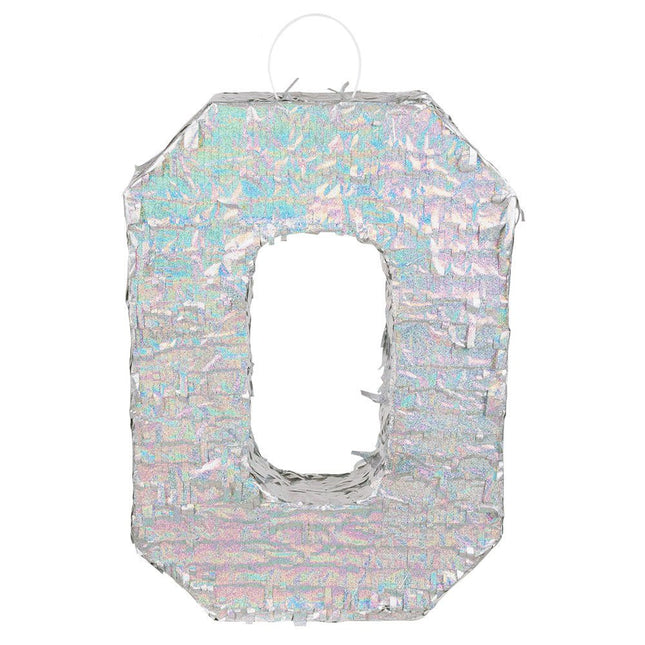 Zilveren Pinata 0 Jaar Holografisch 40cm van Boland koop je bij Partywinkel
