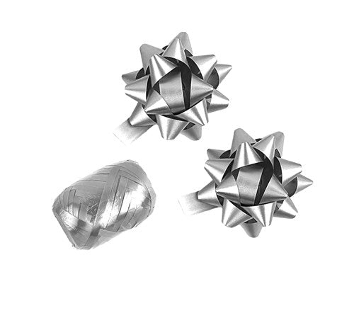 Zilveren Strik Set Metallic 3 delig van Haza Witbaard koop je bij Partywinkel