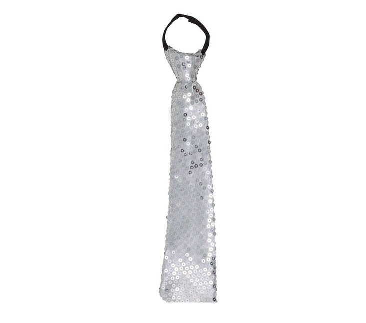 Zilveren Stropdas Glitter Paillet van Fiestas Guirca koop je bij Partywinkel
