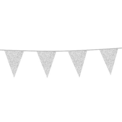 Zilveren Vlaggenlijn Glitter 6m van WeFiesta koop je bij Partywinkel