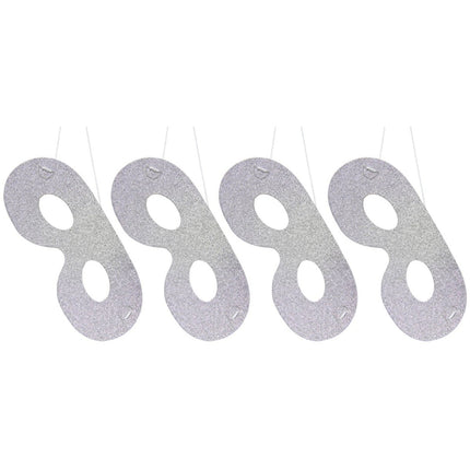 Zilverkleurige Glitter Maskers - 4 stuks van Folat koop je bij Partywinkel