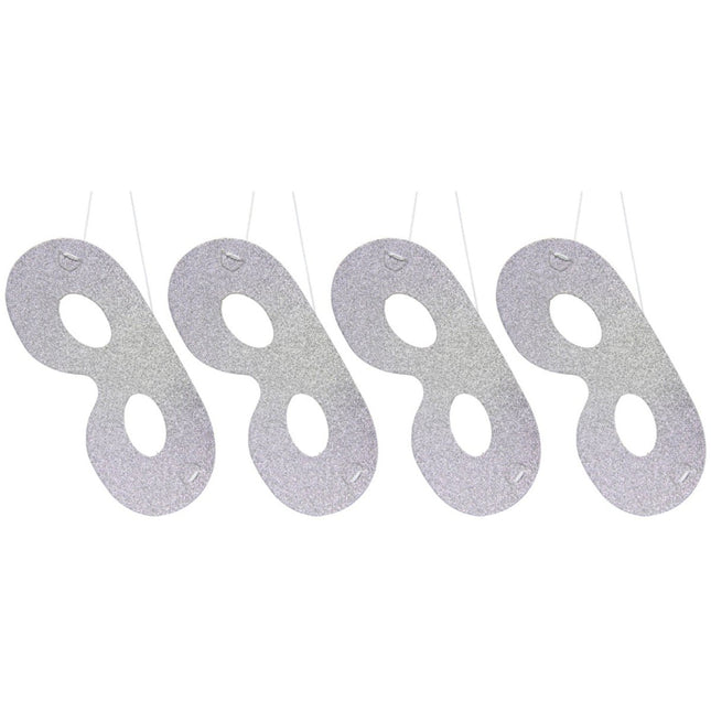 Zilverkleurige Glitter Maskers - 4 stuks van Folat koop je bij Partywinkel