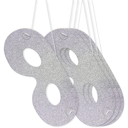Zilverkleurige Glitter Maskers - 4 stuks van Folat koop je bij Partywinkel