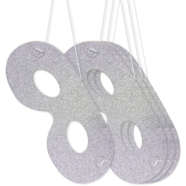 Zilverkleurige Glitter Maskers - 4 stuks van Folat koop je bij Partywinkel