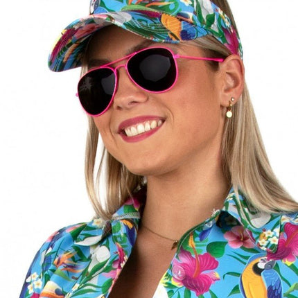 Zonneklep Hawaii Print Blauw van PartyXplosion koop je bij Partywinkel