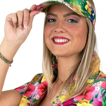 Zonneklep Hawaii Print Pink van PartyXplosion koop je bij Partywinkel
