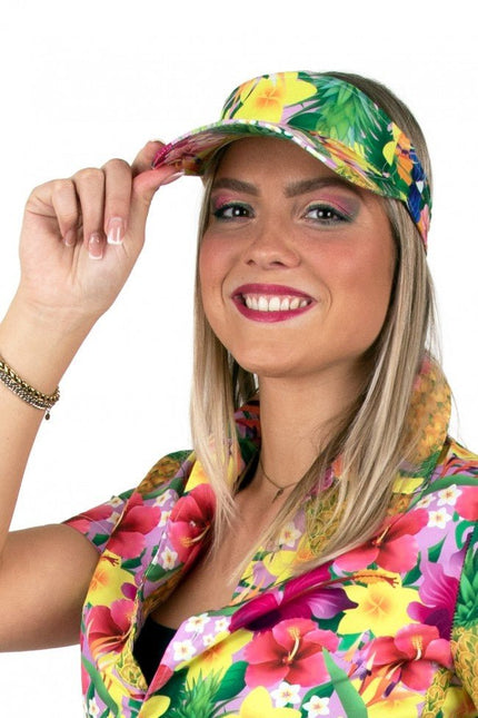 Zonneklep Hawaii Print Pink van PartyXplosion koop je bij Partywinkel