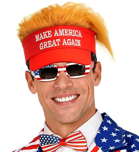 ZONNEKLEP MET PLUCHE HAAR "MAKE AMERICA GREAT AGAIN" van Widmann koop je bij Partywinkel