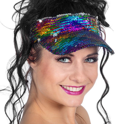 Regenboog Zonneklep Pailletten van Wilbers & Wilbers koop je bij Partywinkel