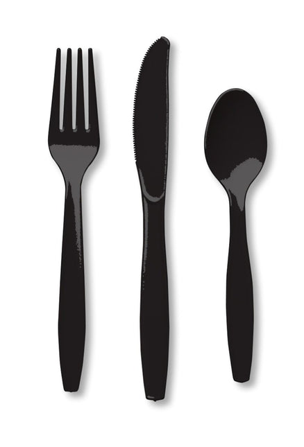 Zwart Bestek Plastic 24st van Creative Converting koop je bij Partywinkel