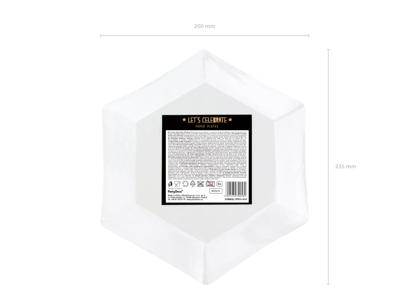 Zwart Borden Diamant 23cm 6st van Partydeco koop je bij Partywinkel