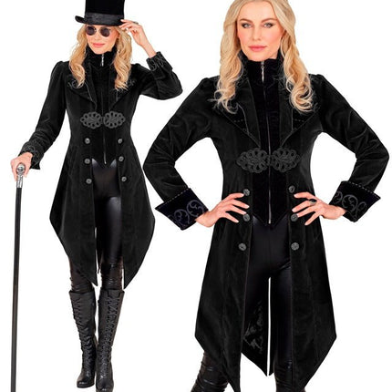 ZWART FLUWELEN GOTHIC JAS DAMES van Widmann koop je bij Partywinkel