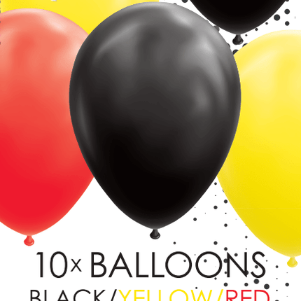 Zwart Geel Rode Ballonnen 30cm 10st van WeFiesta koop je bij Partywinkel
