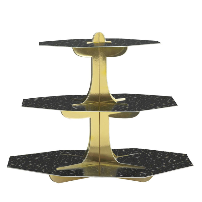 Zwart Gouden Etagere Cupcake van Unique koop je bij Partywinkel